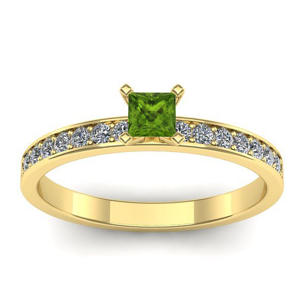 Inel logodna cu peridot patrat