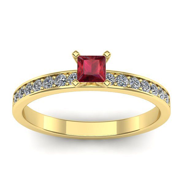 Inel cu rubin patrat