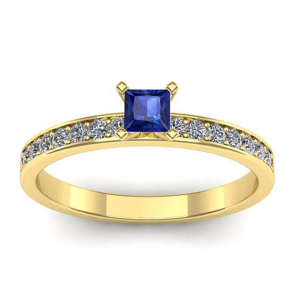 Inel logodna cu safir patrat