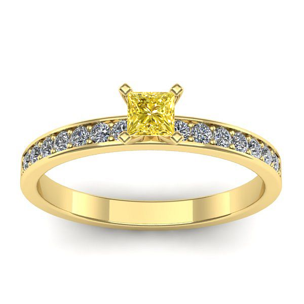 Inel logodna cu safir galben patrat