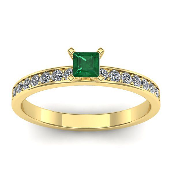 Inel de logodna cu smarald patrat