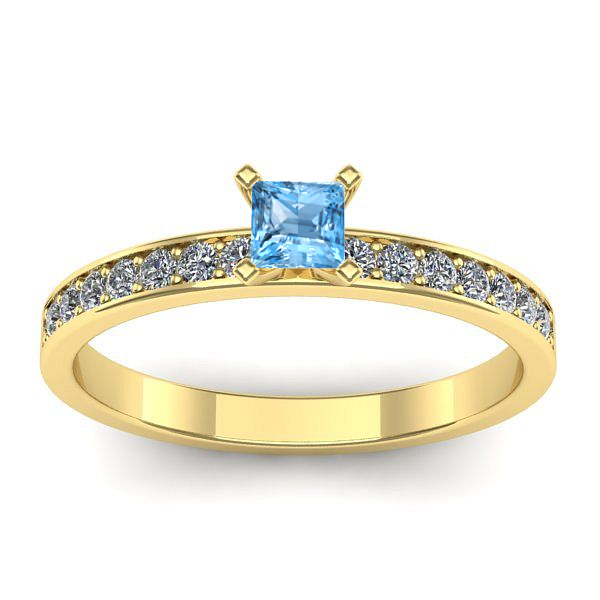 Inel de logodna cu topaz blue patrat