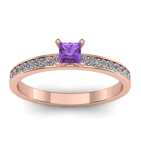 Inel logodna cu ametist patrat