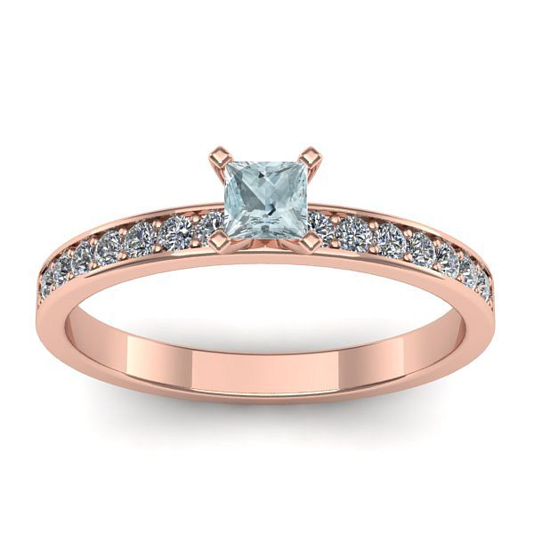 Inel cu aquamarin patrat