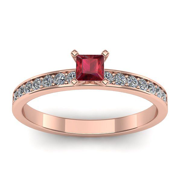 Inel de logodna cu rubin patrat