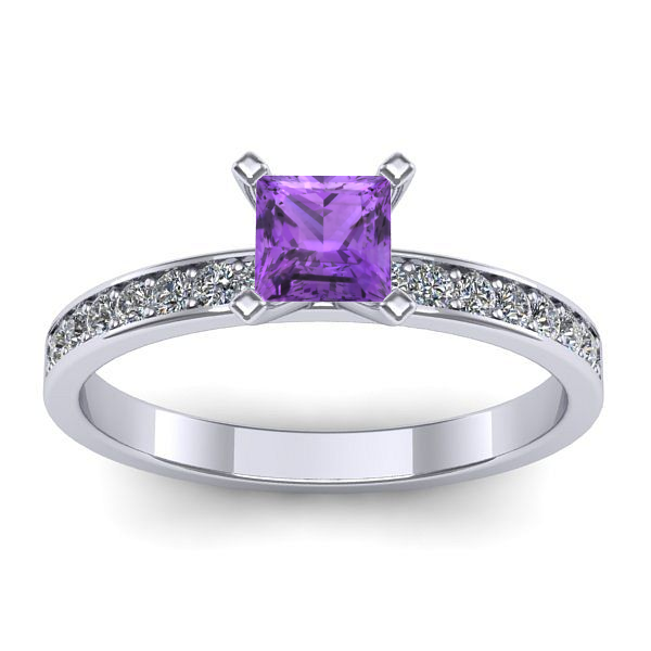 Inel de logodna cu ametist patrat