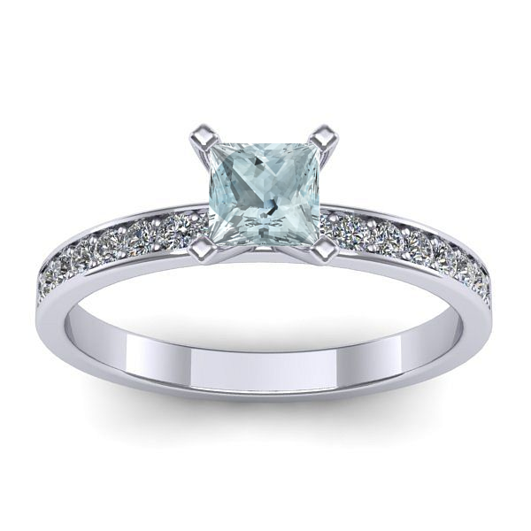 Inel cu aquamarin patrat