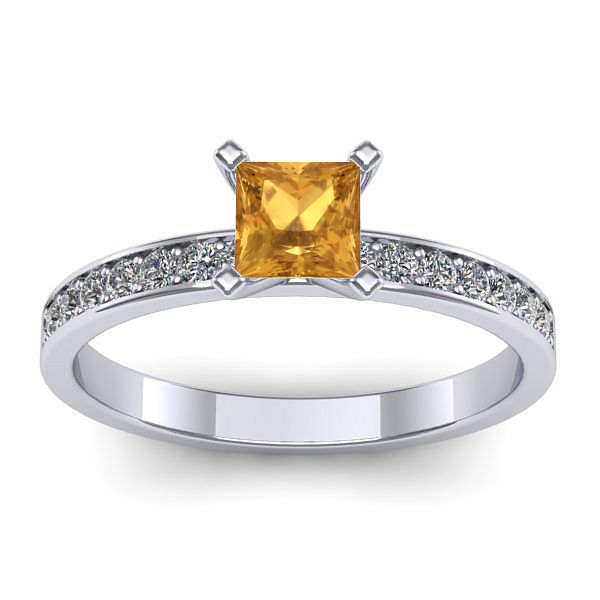 Inel logodna cu citrin patrat