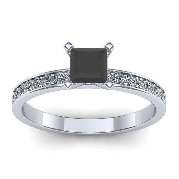 Inel de logodna cu diamant negru patrat