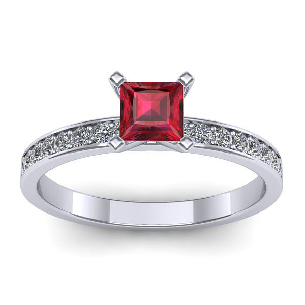 Inel cu rubin patrat