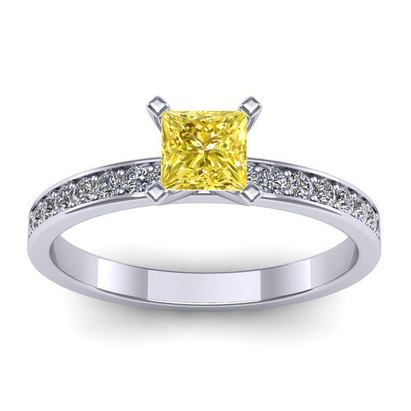 Inel de logodna cu safir galben patrat