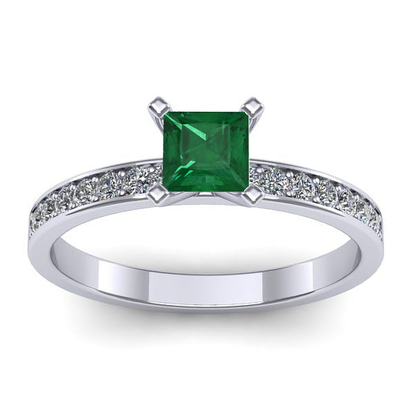 Inel logodna cu smarald patrat