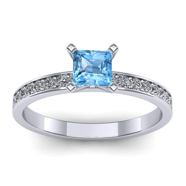 Inel logodna cu topaz blue patrat