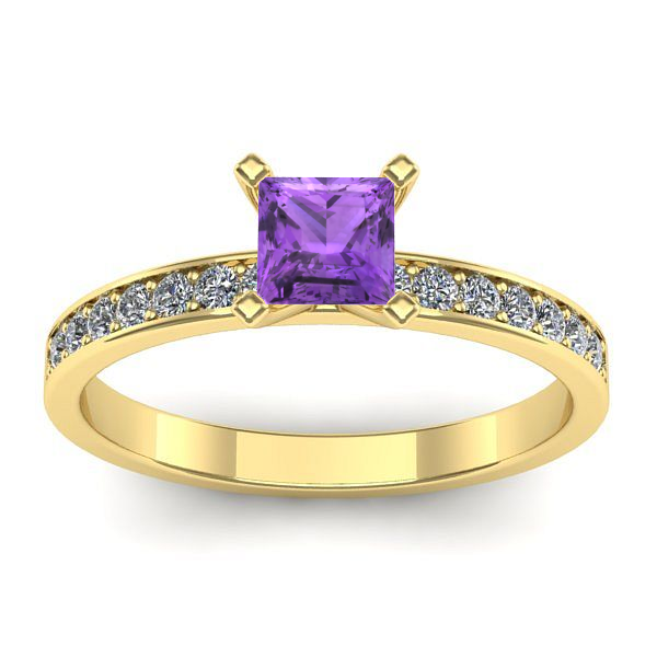 Inel logodna cu ametist patrat