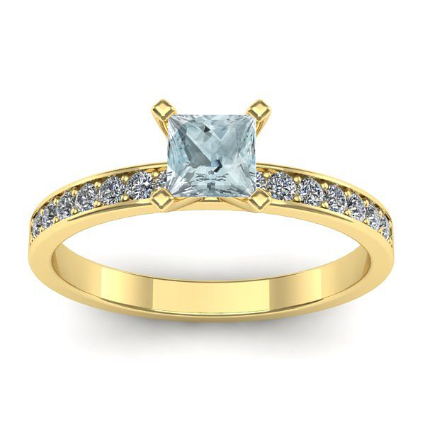 Inel cu aquamarin patrat