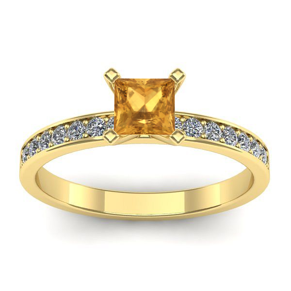 Inel cu citrin patrat