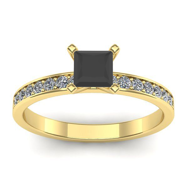 Inel de logodna cu diamant negru patrat