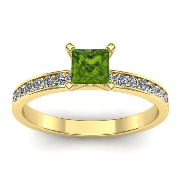 Inel de logodna cu peridot patrat