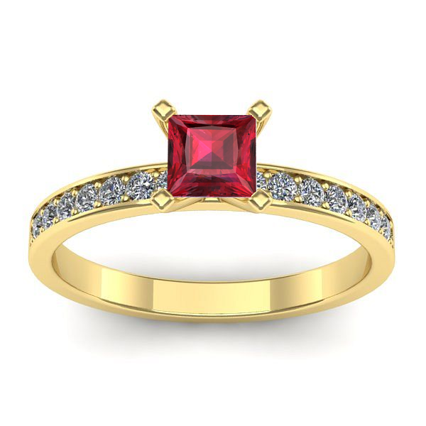 Inel logodna cu rubin patrat