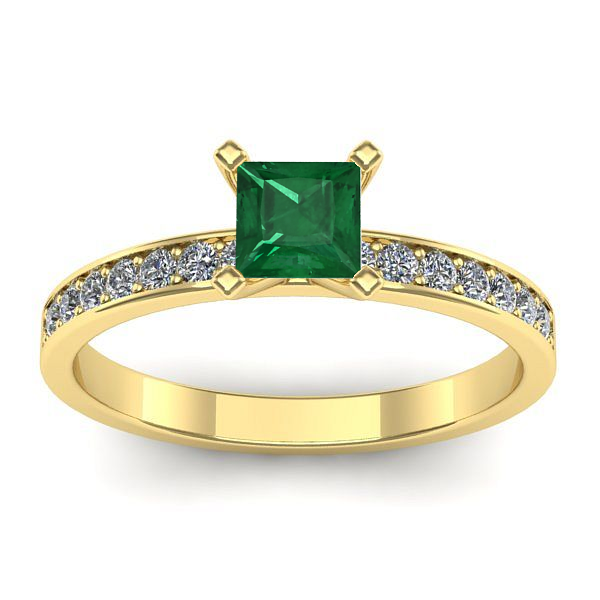 Inel cu smarald patrat