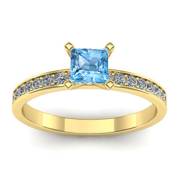 Inel de logodna cu topaz blue patrat