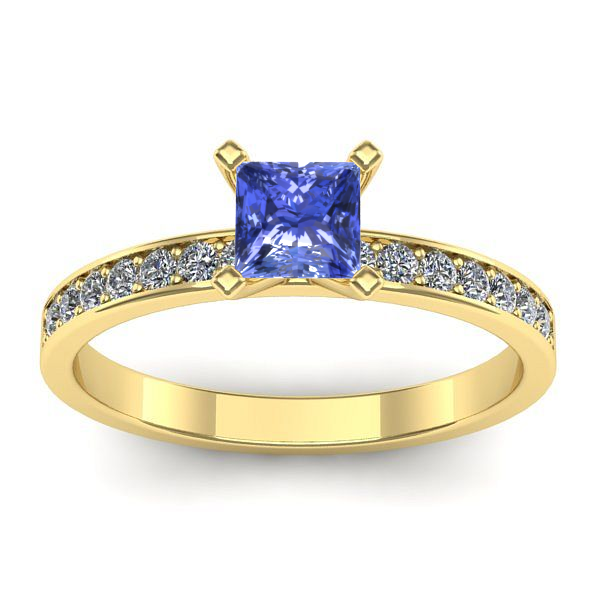 Inel de logodna cu tanzanit patrat