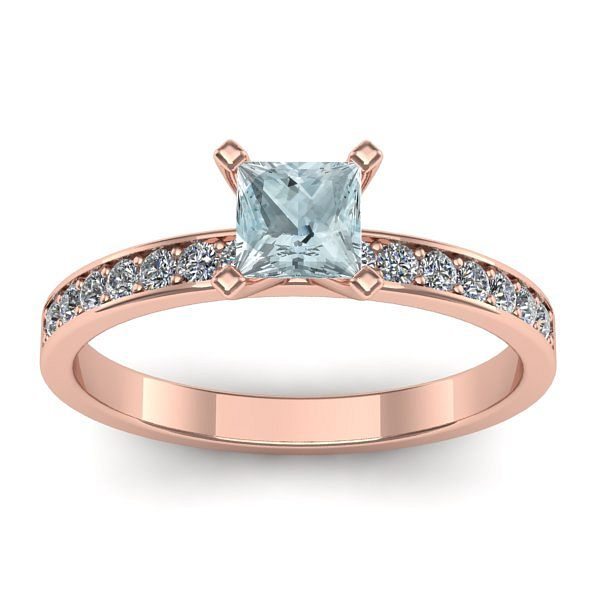 Inel de logodna cu aquamarin patrat