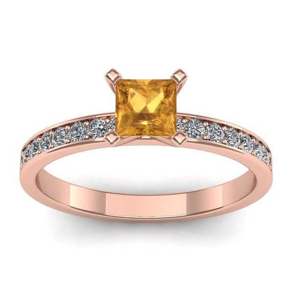 Inel cu citrin patrat