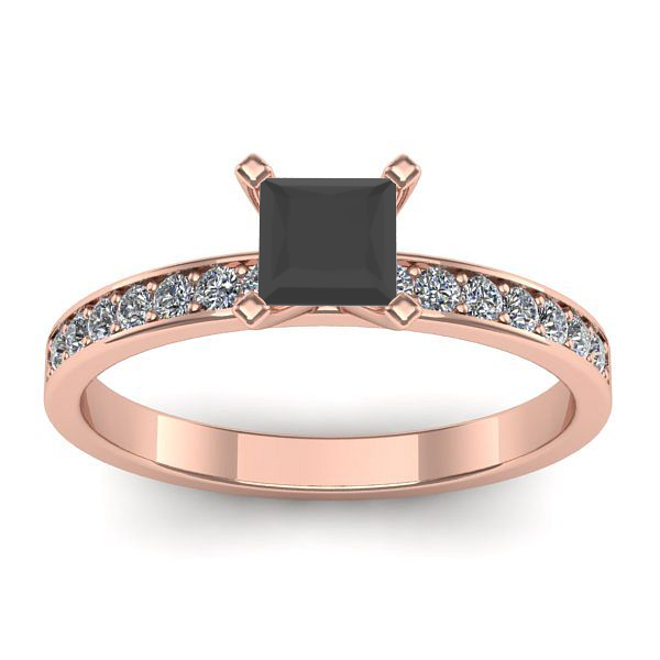 Inel de logodna cu diamant negru patrat