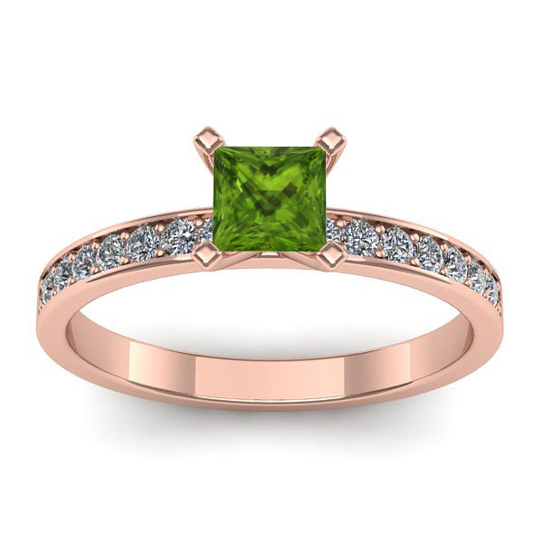 Inel logodna cu peridot patrat