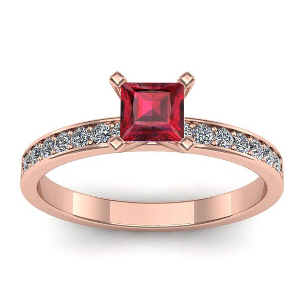 Inel cu rubin patrat