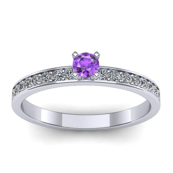 Inel logodna cu ametist rotund