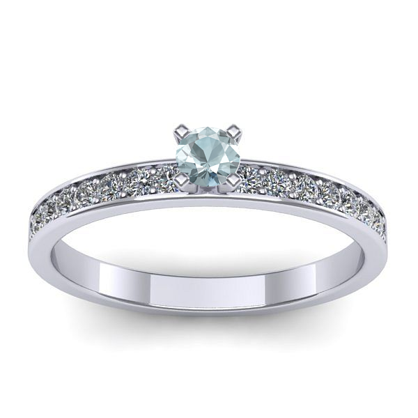 Inel logodna cu aquamarin rotund