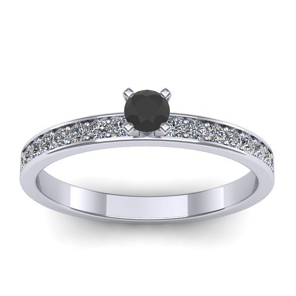 Inel de logodna cu diamant negru rotund