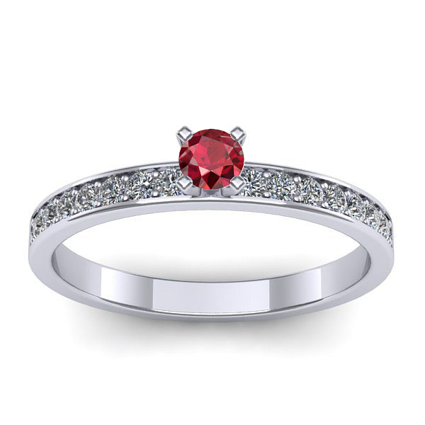 Inel de logodna cu rubin rotund