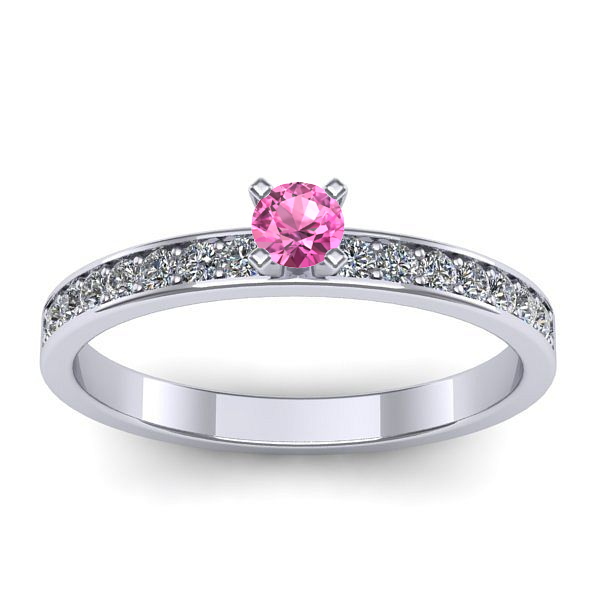 Inel logodna cu safir roz rotund