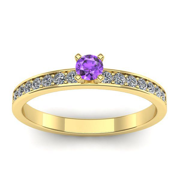 Inel logodna cu ametist rotund