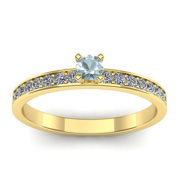 Inel de logodna cu aquamarin rotund