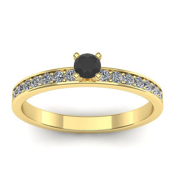 Inel cu diamant negru rotund