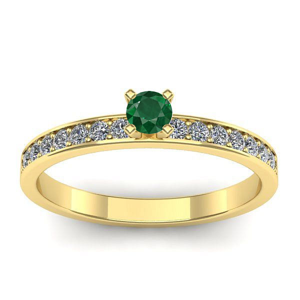 Inel logodna cu smarald rotund