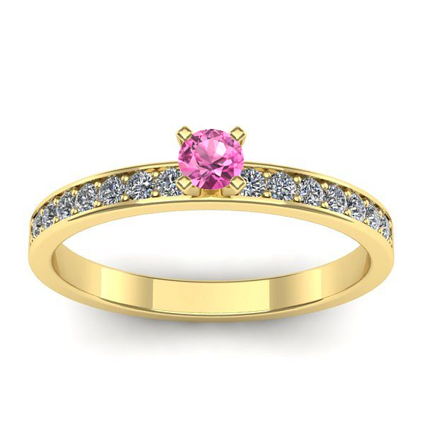 Inel de logodna cu safir roz rotund