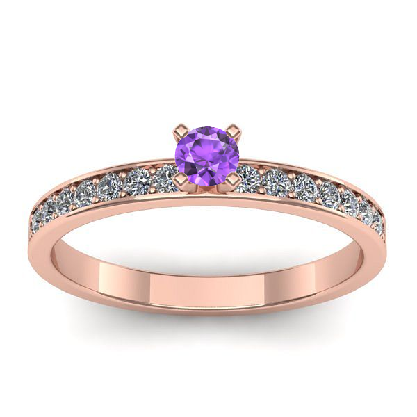 Inel de logodna cu ametist rotund