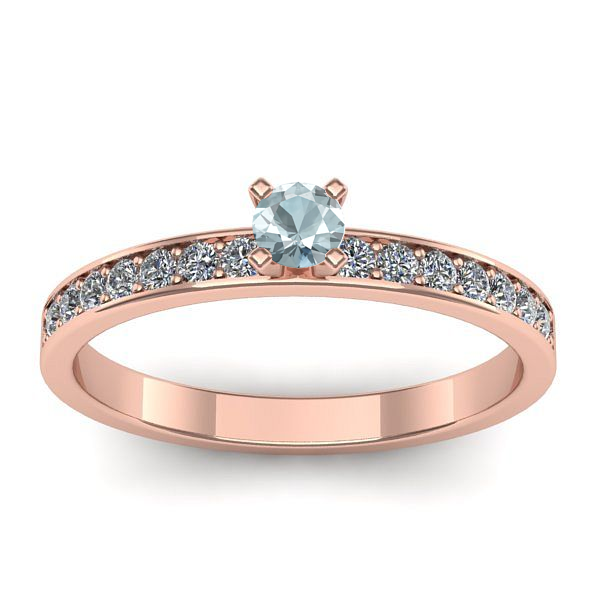 Inel logodna cu aquamarin rotund