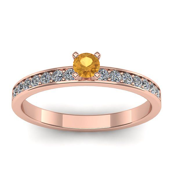 Inel cu citrin rotund