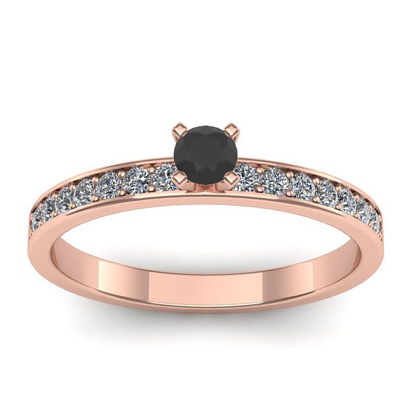 Inel cu diamant negru rotund