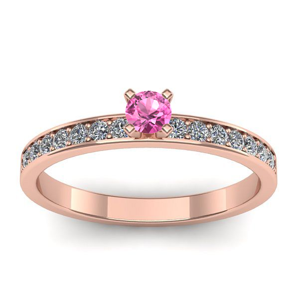 Inel cu safir roz rotund