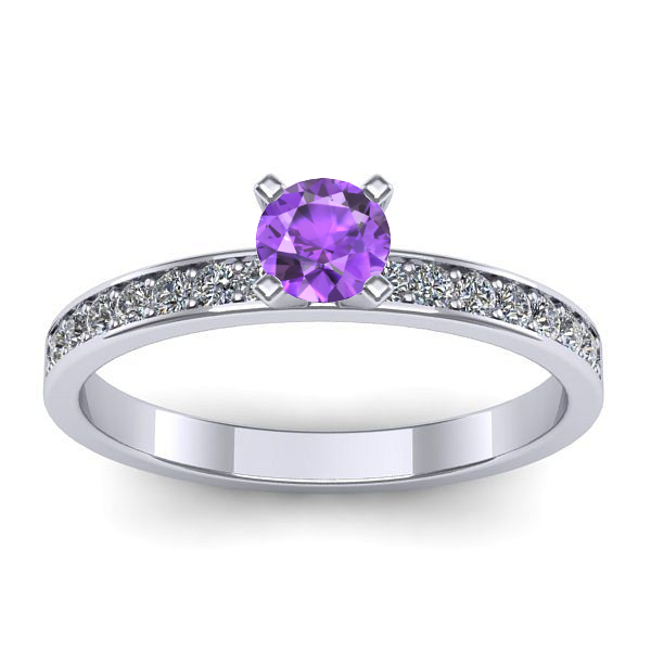 Inel de logodna cu ametist rotund