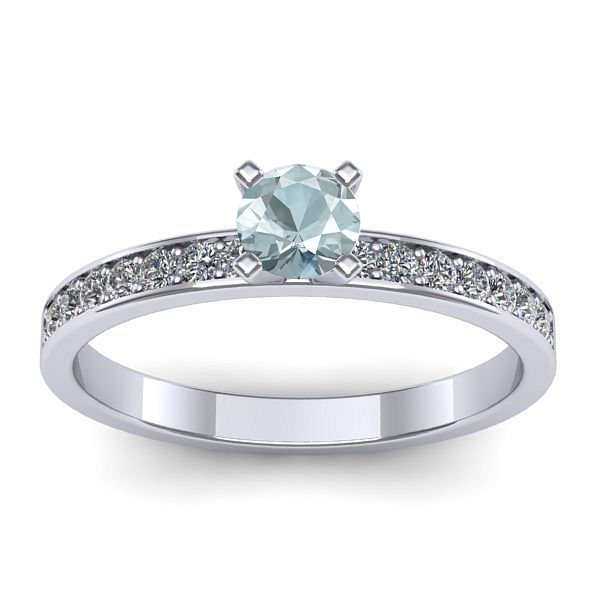 Inel cu aquamarin rotund