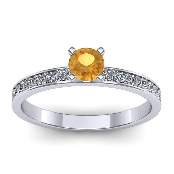 Inel logodna cu citrin rotund