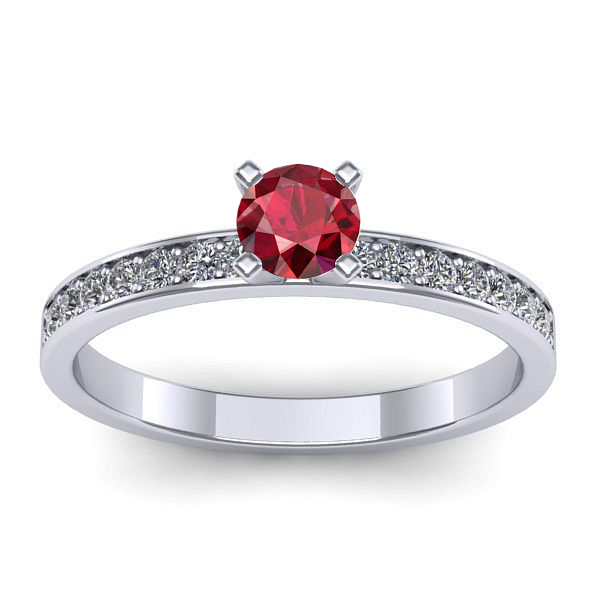 Inel de logodna cu rubin rotund